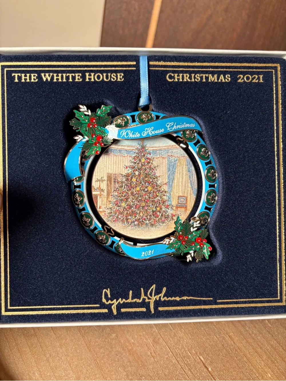 2021 LE White House Ornament  - Blue/Gold, New in Box